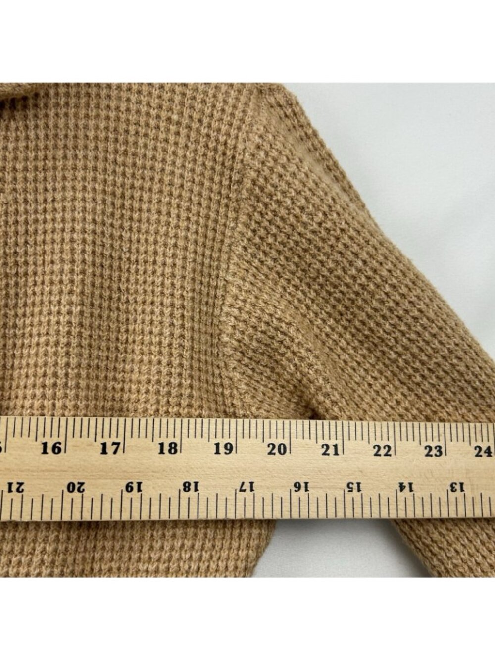 Aerie Oversized Cozy Up Waffle Button Sweater Women’s Size XS Color Tan Beige - Picture 8 of 16